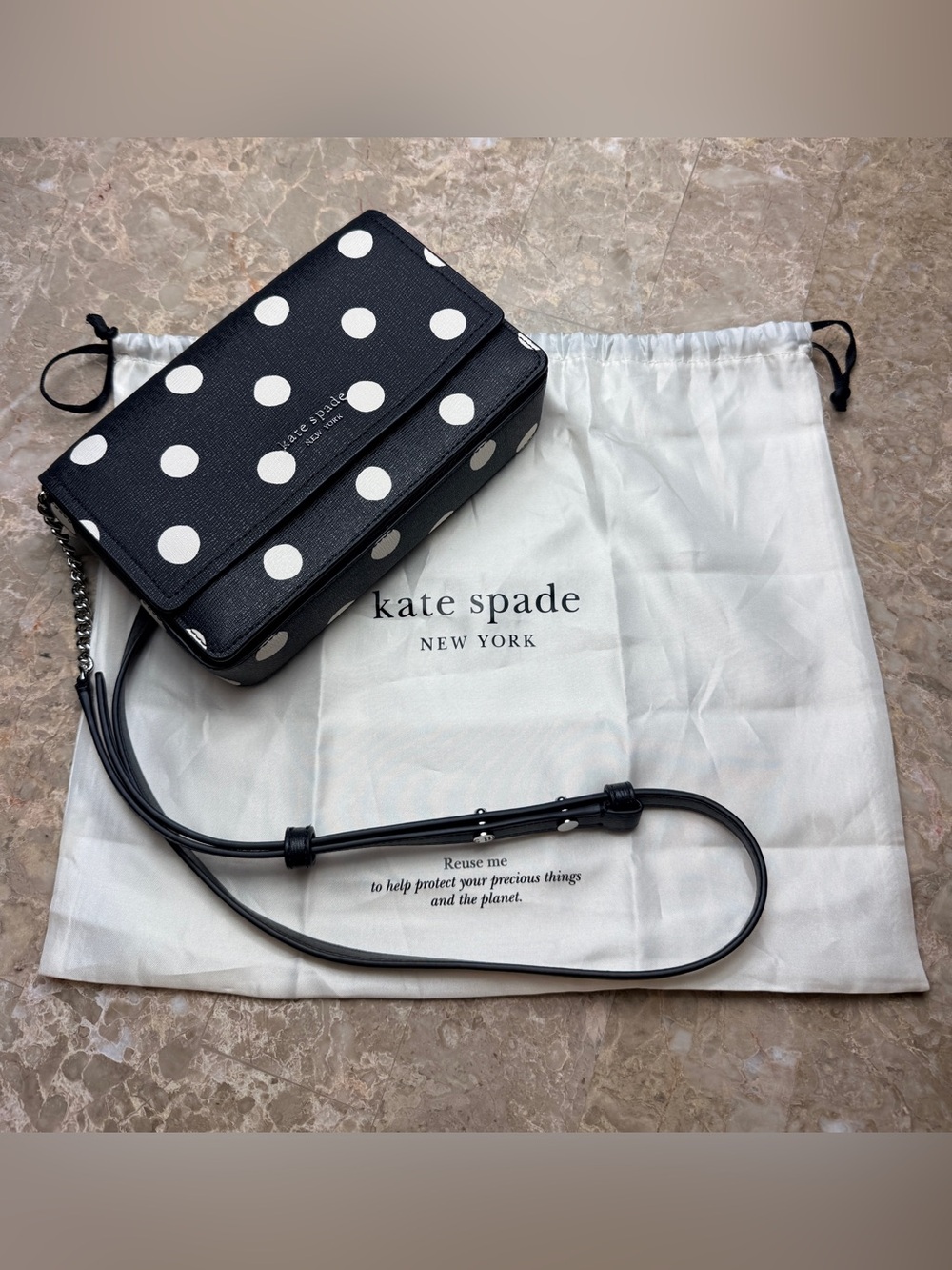Kate Spade New York Morgan Sunshine Dot Flap Chain Wallet Crossbody Bag New